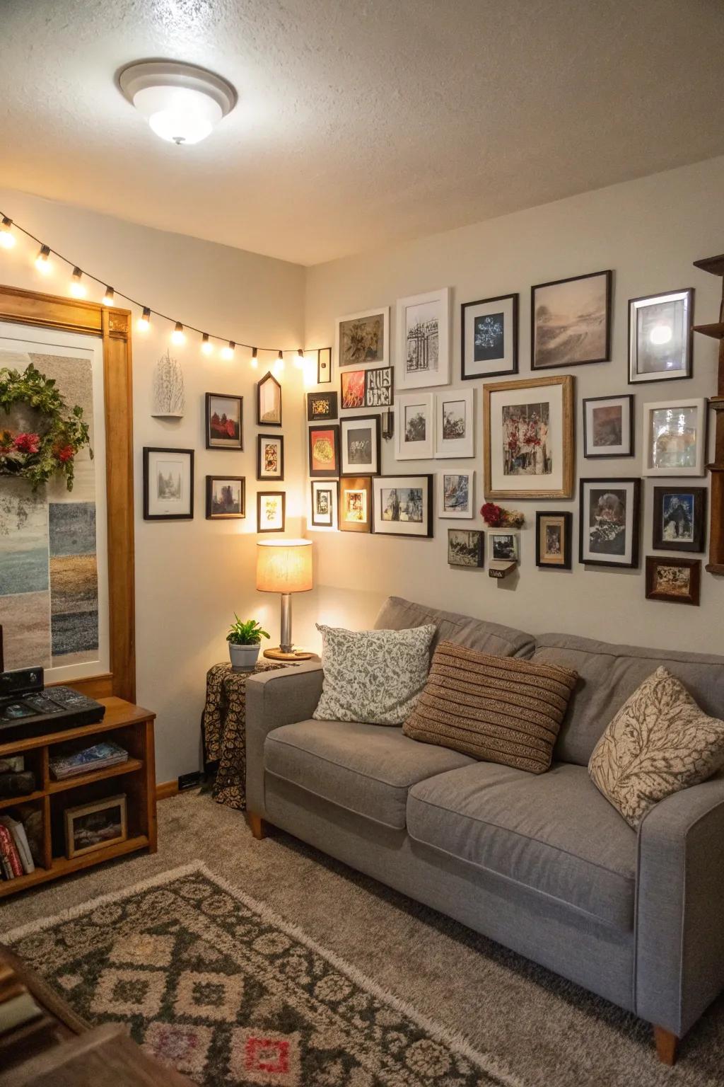 Picture walls inject character and warmth into any room, no matter the size.