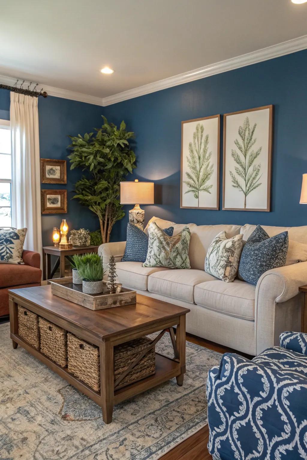A striking accent wall that contributes a dynamic accent to a Southern social space.