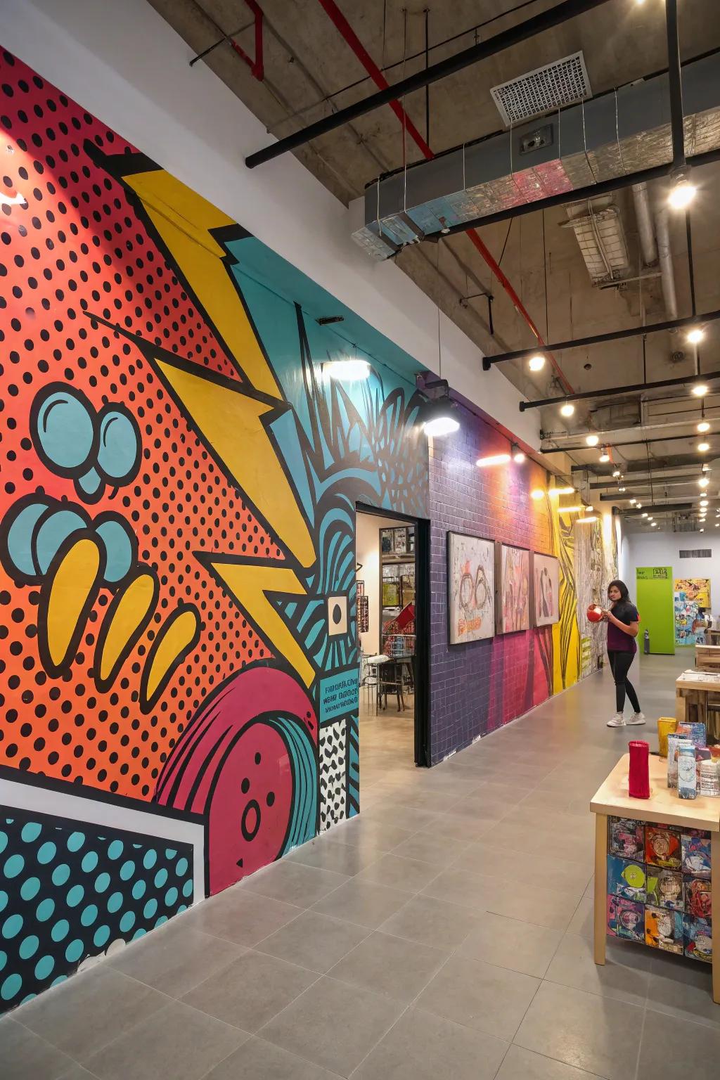 Pop art designs add vibrant energy and boldness.