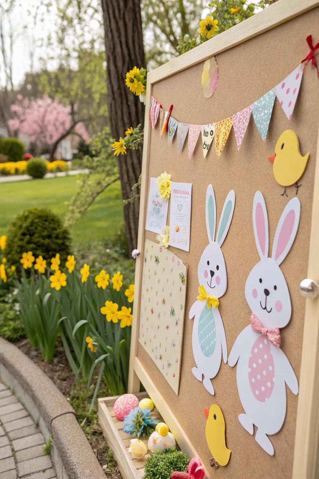 Spring animals adding a touch of cuteness to the notice board.