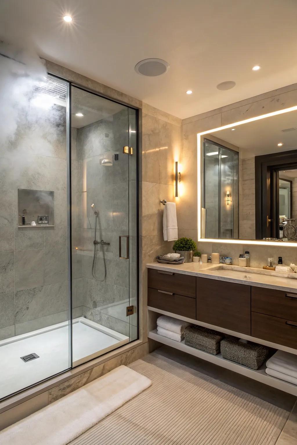 Fog-resistant mirrors maintain clarity in steamy settings.