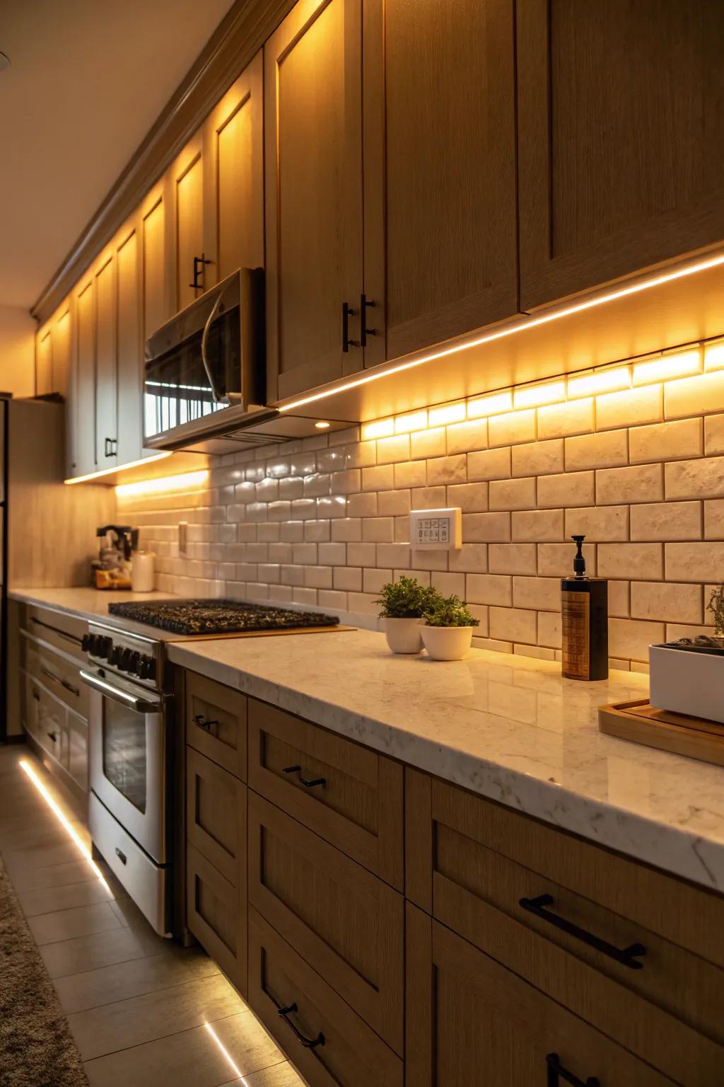 Illuminate with under-cabinet lighting.