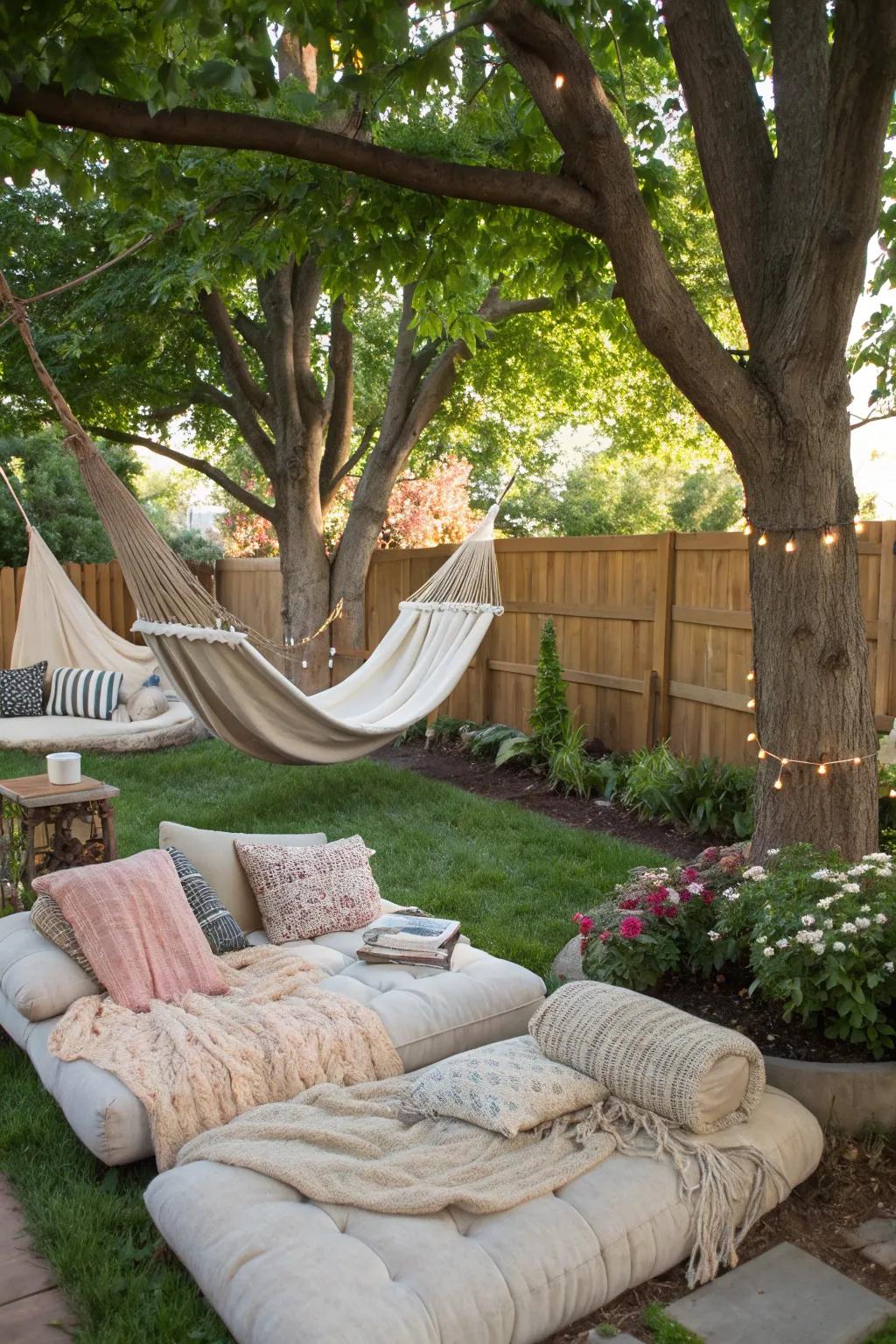 A relaxing hangout zone with loungers for lazy summer afternoons.