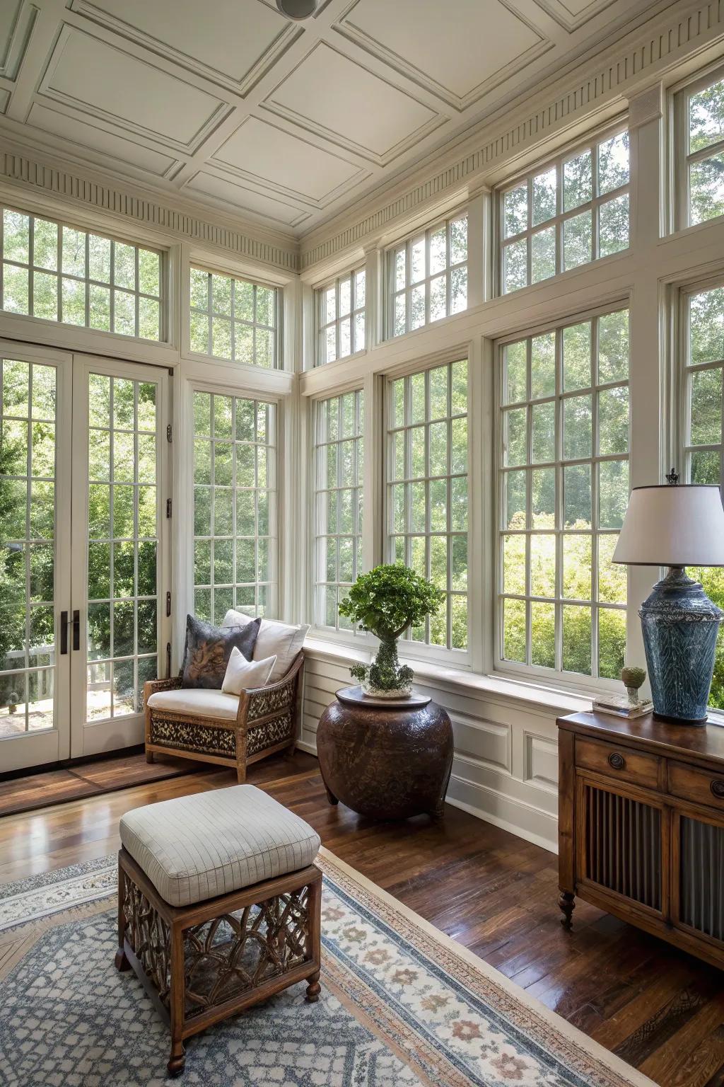 Pane windows offer a mix of traditional and modern styles.