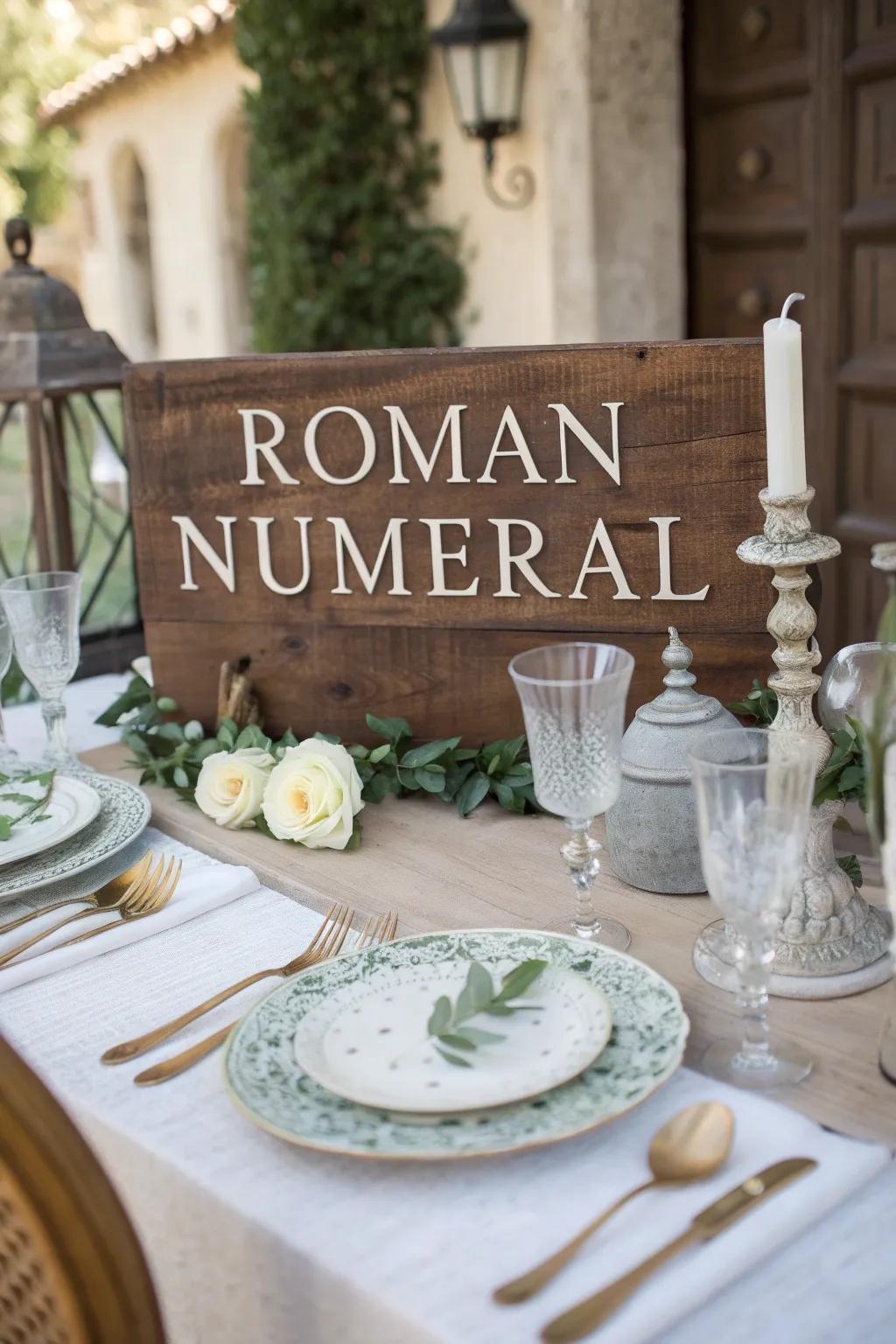 Roman symbols introduce a classic and vintage accent to your tables.