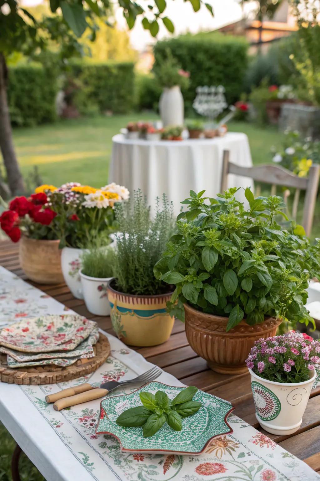 A garden inspired setting brings outdoor freshness indoors.