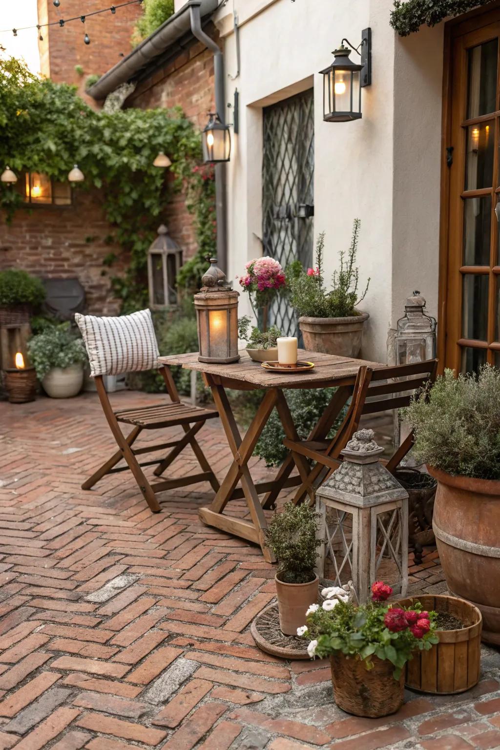 Irregular bricks bring countryside charm and toughness to your patio.