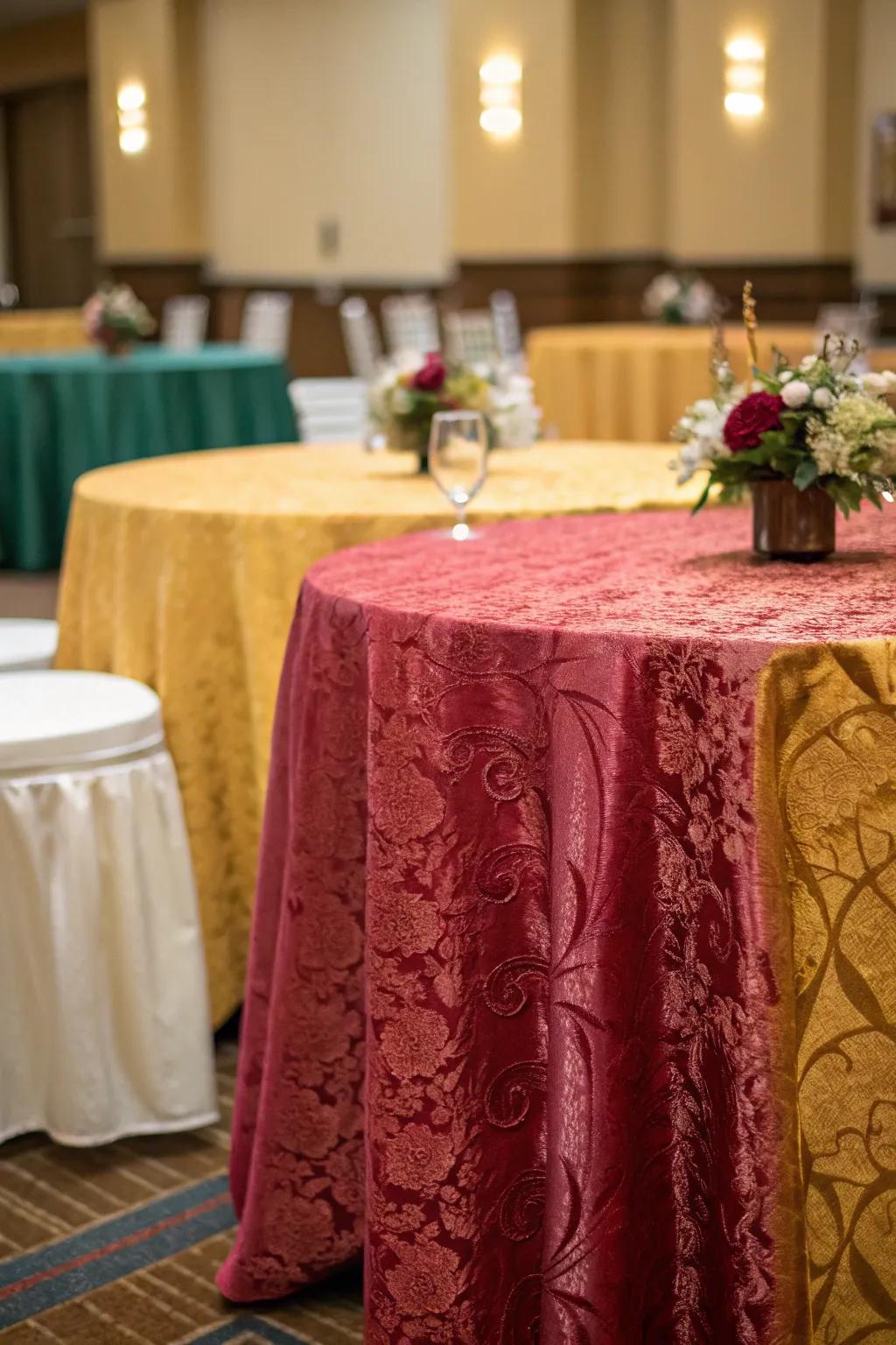 Textured linens enhance the tactile sensation.