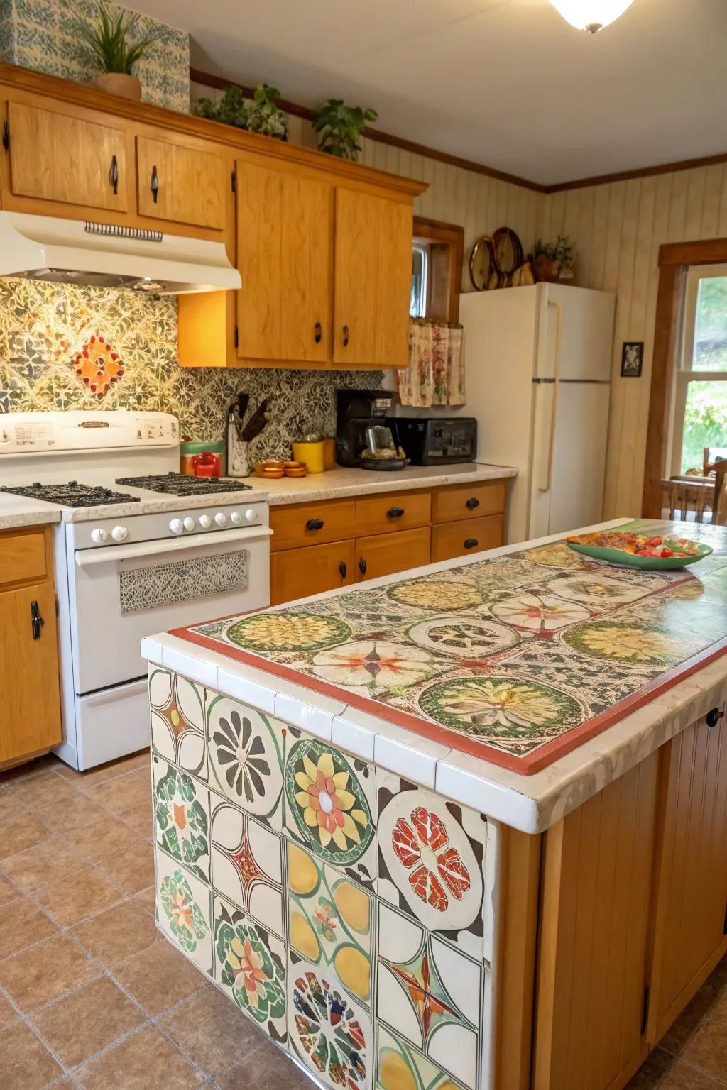 Past tiles bring a nostalgic touch to this kitchen.