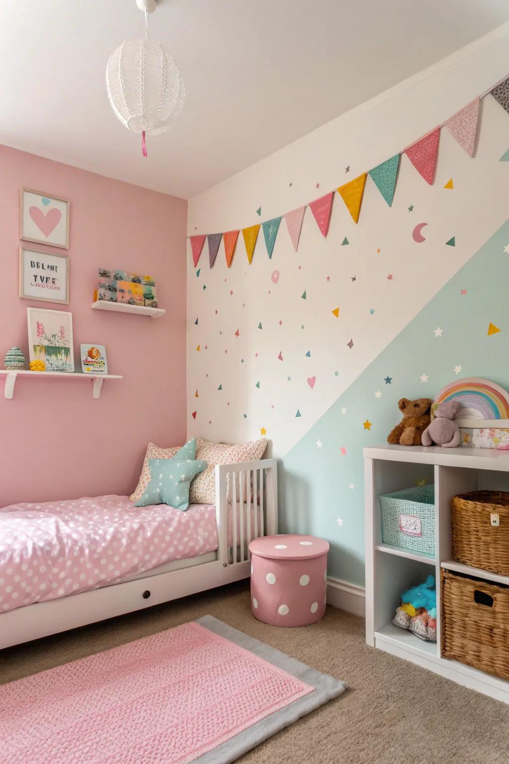 A painted statement wall injects character and charm.