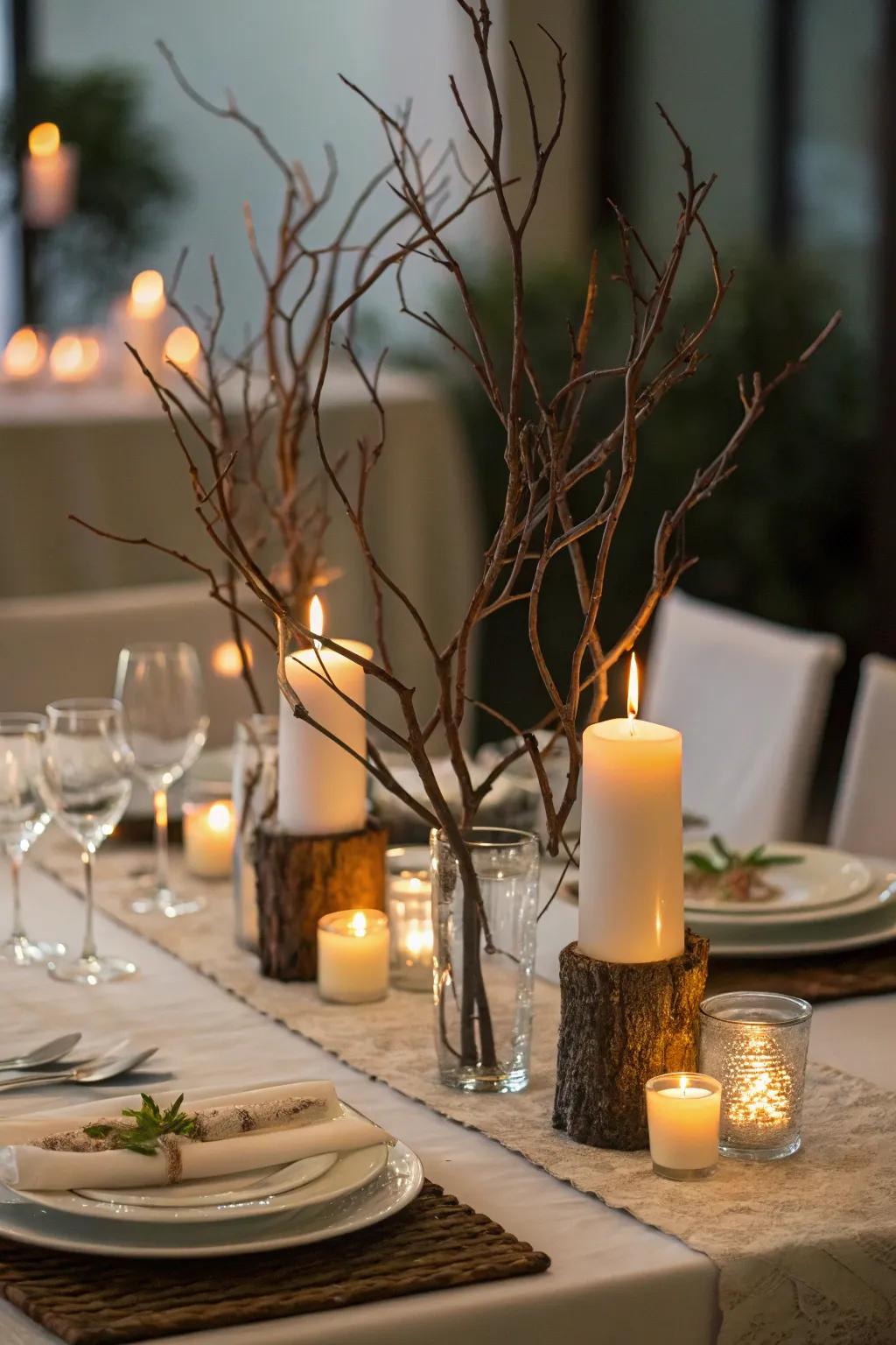 Limb luminary stick holders for a snug repast atmosphere.