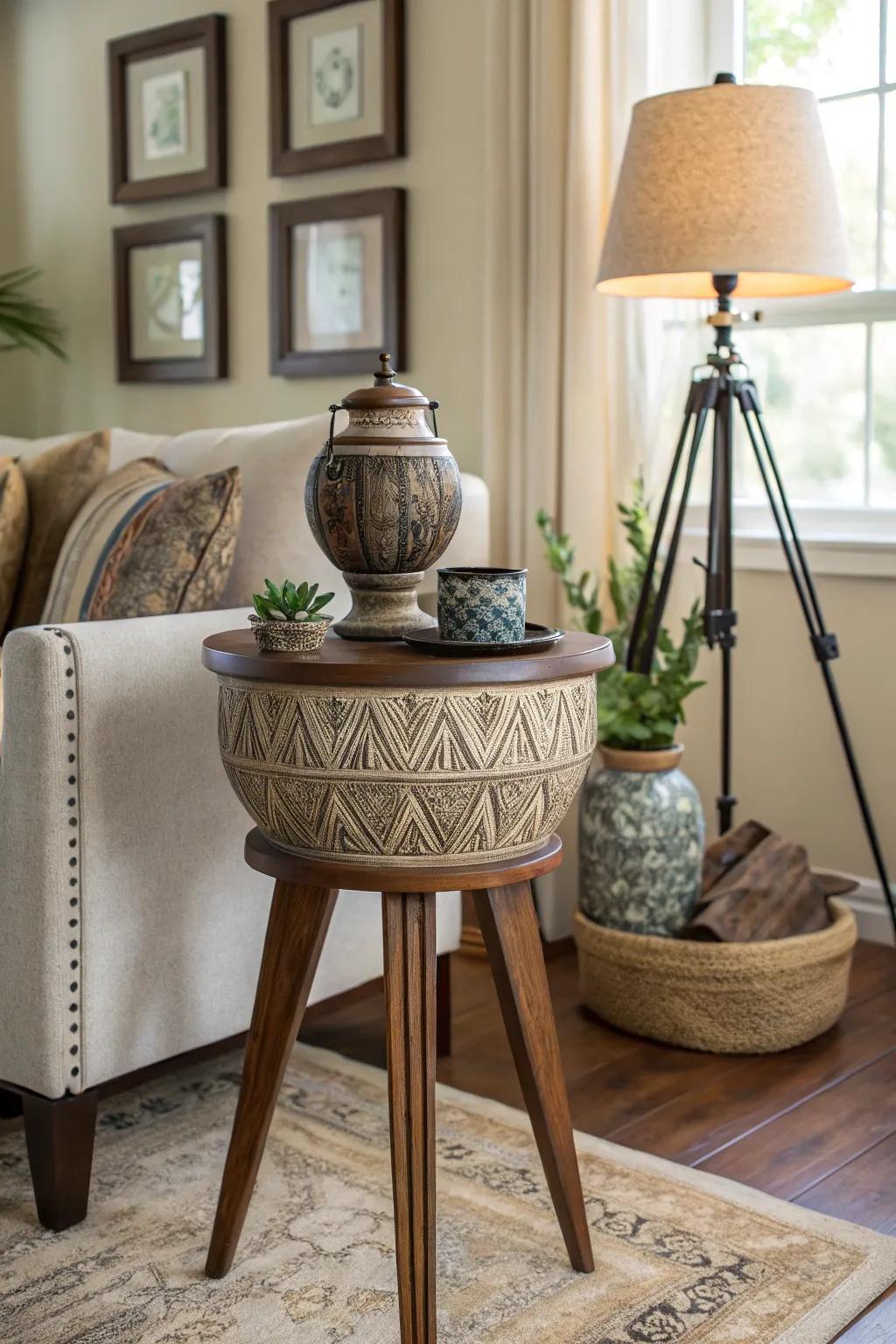 Introduce intrigue through tripod vessels featuring surprise elements.