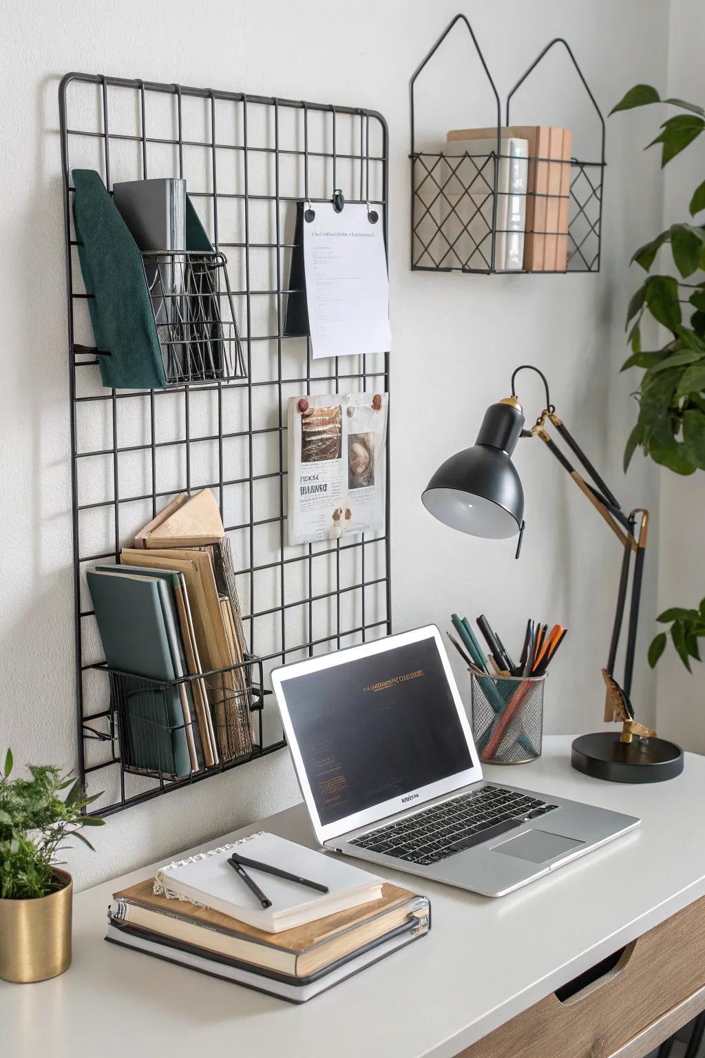 Metallic grids help keep you organized.