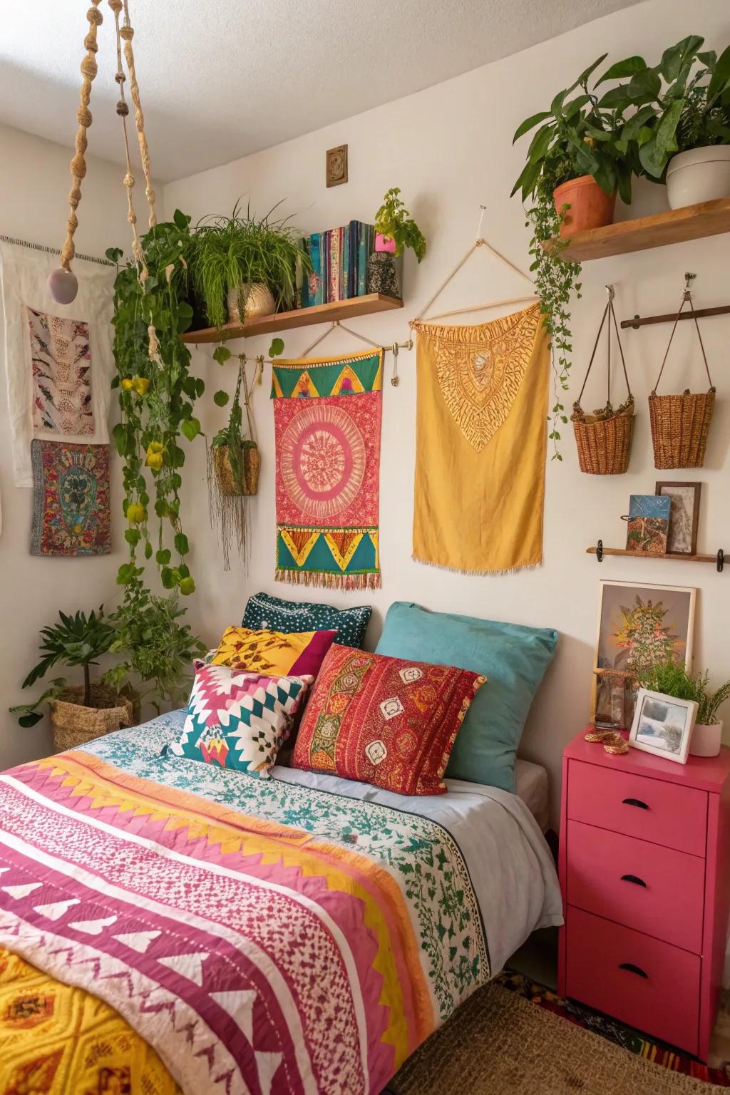 Bohemian wall hangers add whimsy and color to any space.