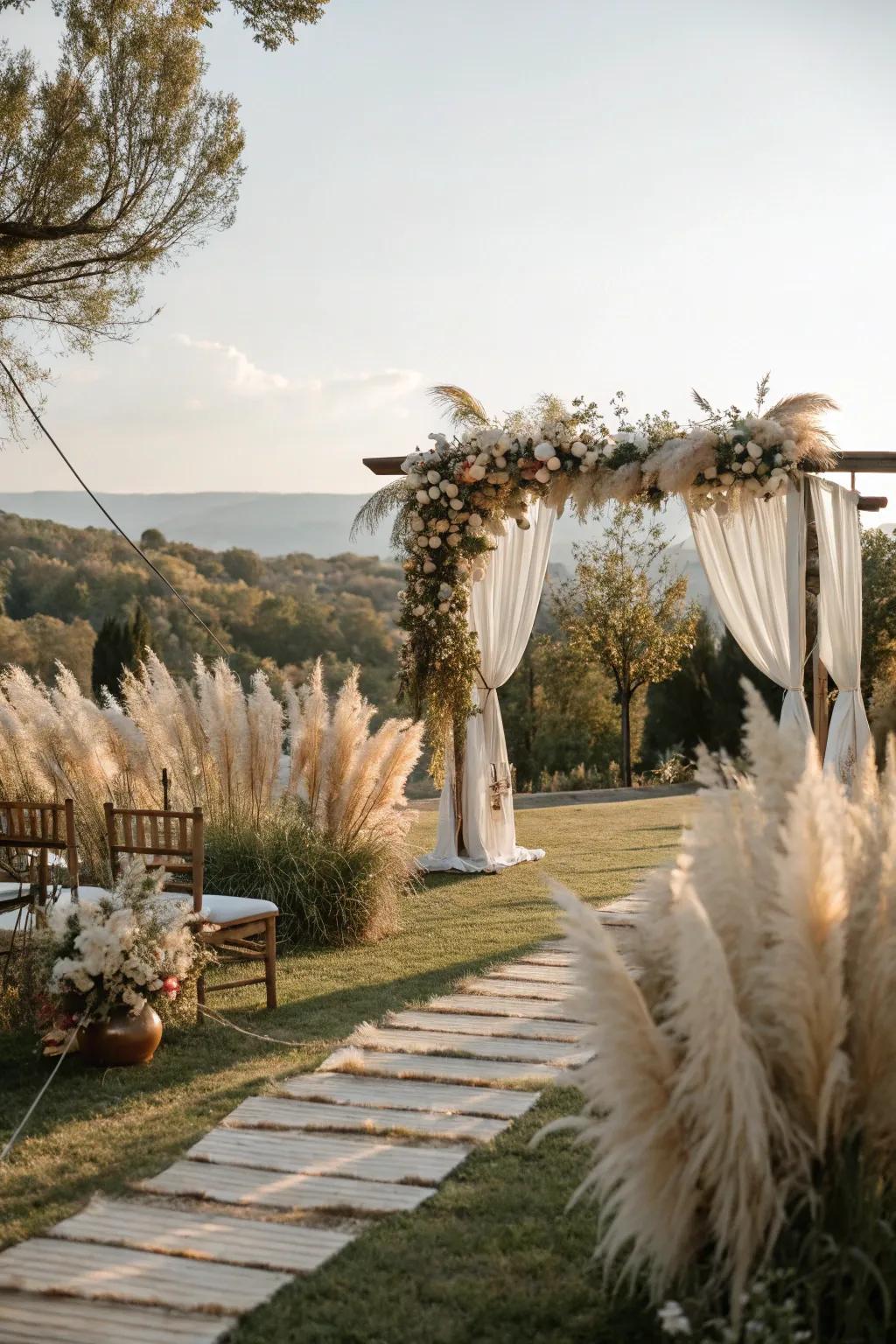 Boho elegance with pampas grass.
