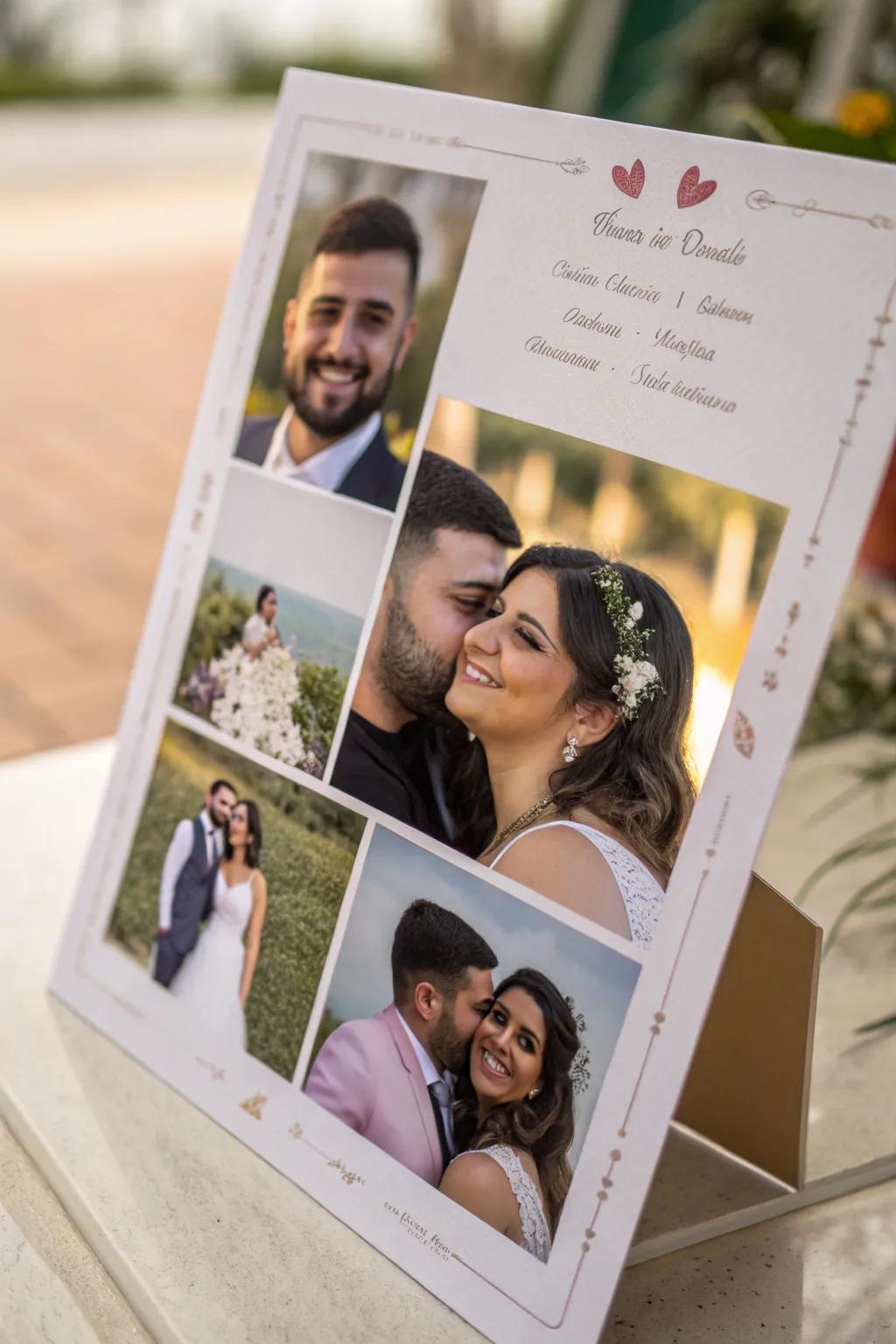 Announcement featuring a composite of couple's images.