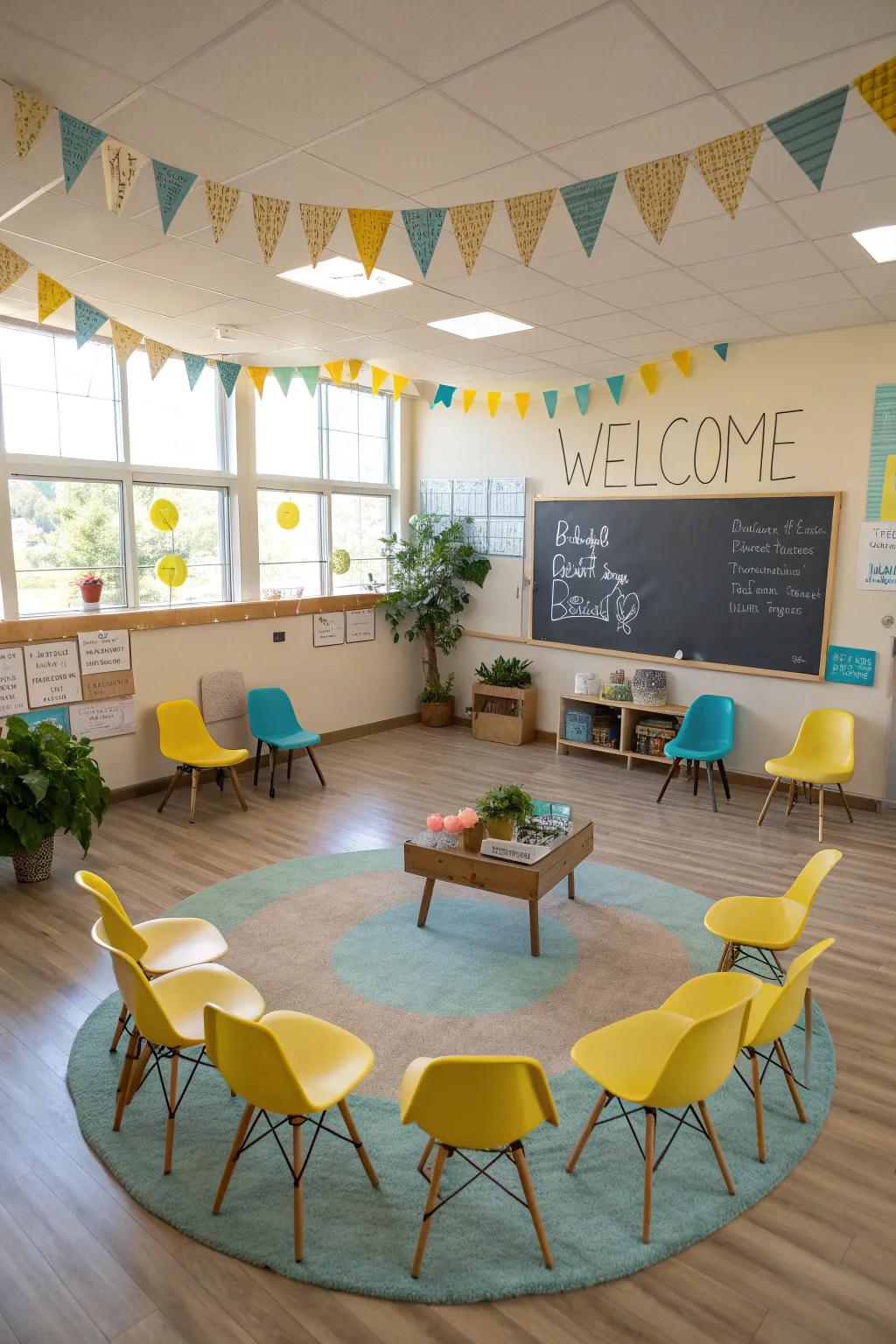 Encourage cooperation using seating that entices discourse and linkage.