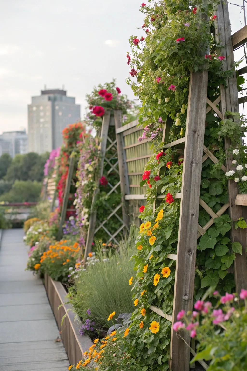 Vertical botanical gardens injecting height and depth.