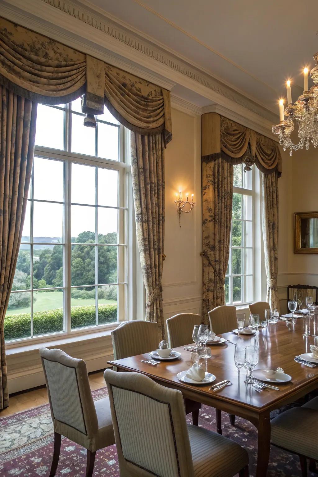 Pelmets add color and style without blocking light from casement windows.