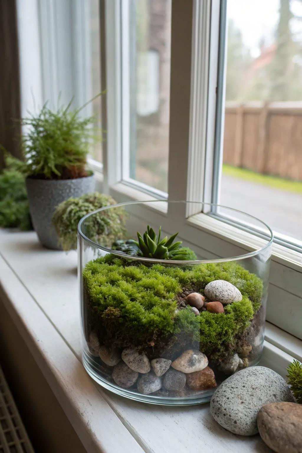An enclosure delivers an insight into a scaled-down realm of verdure.