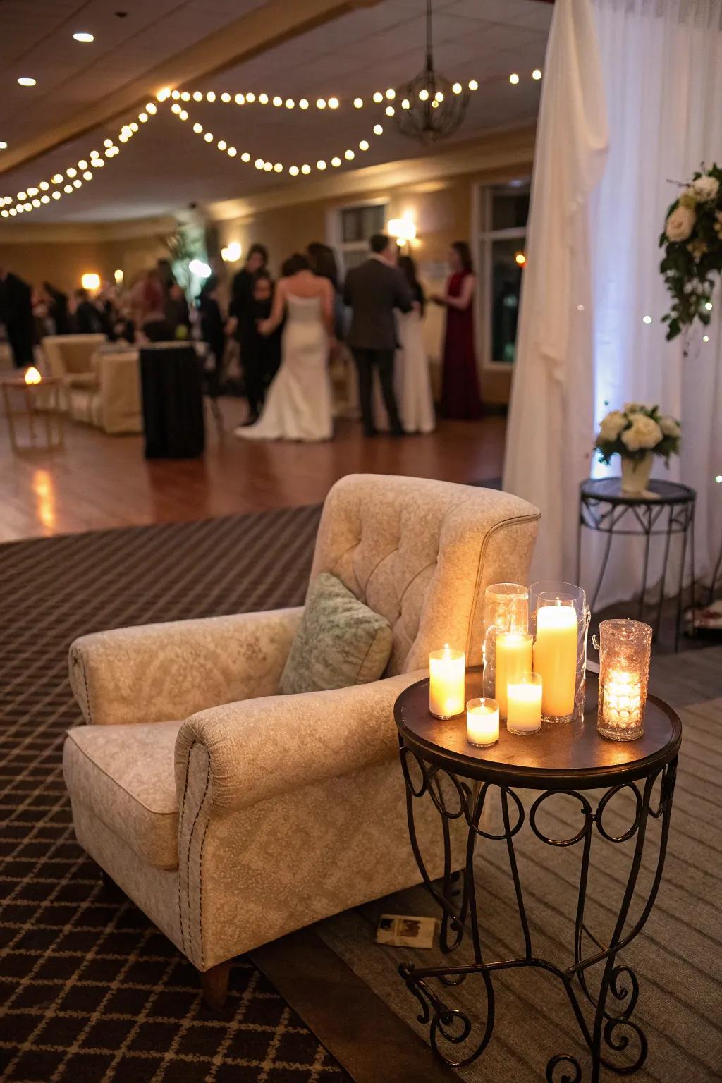 Wick-lit edges fashion cozy, intimate spaces.