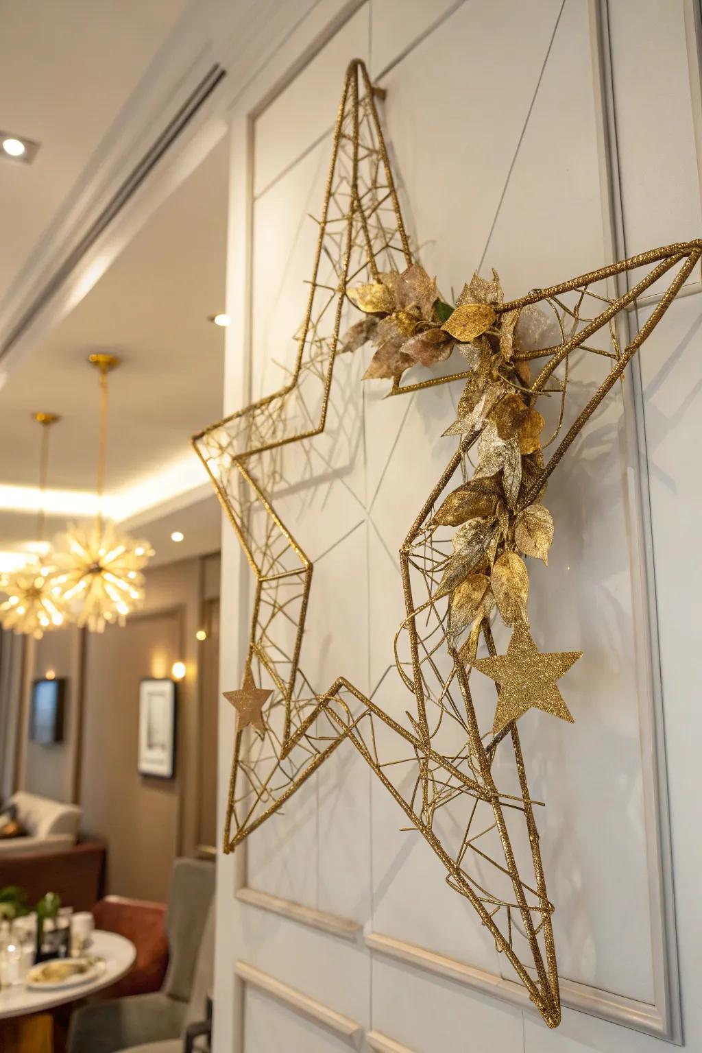 With a gold star garland, you can add a sense of glitz.