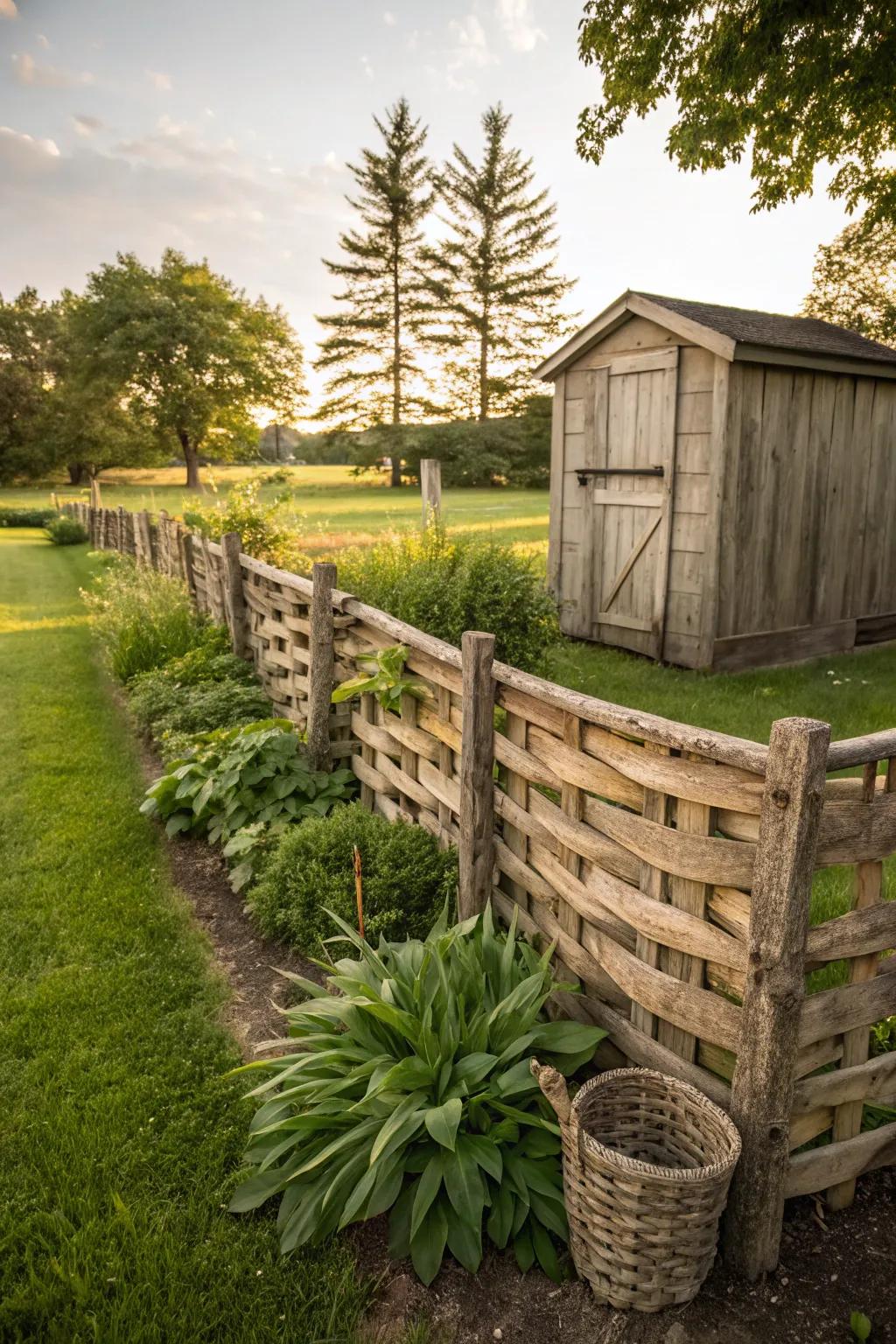 The functions of fences are combined with the artistry of basket weaving.