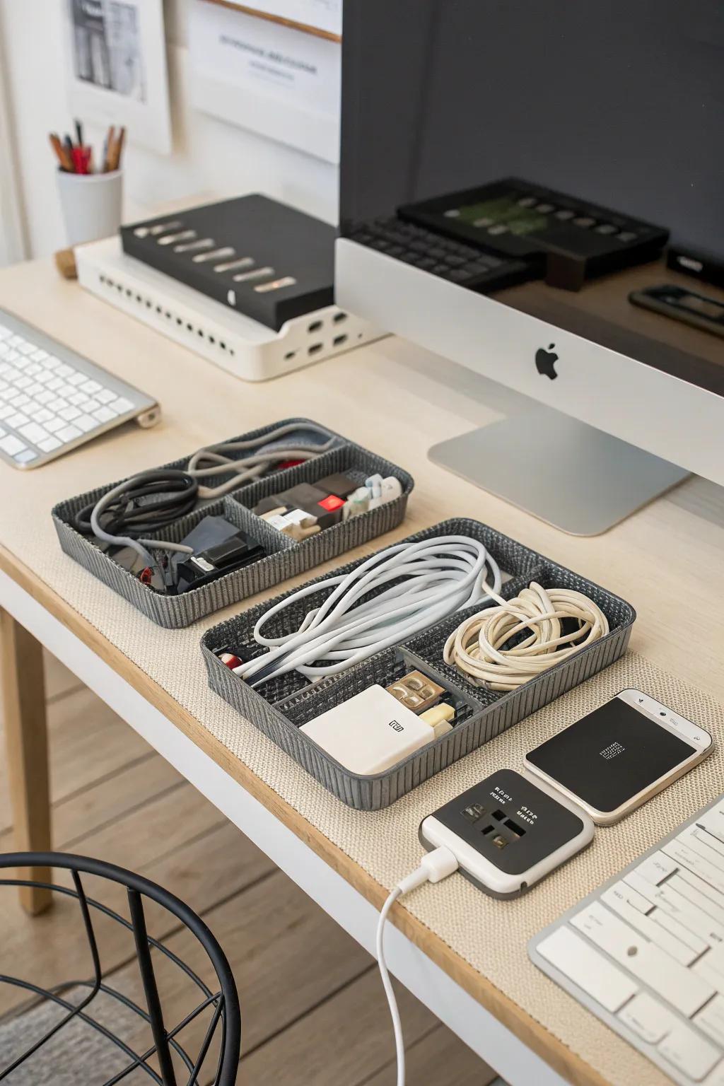 Keeping your cords under control makes your workspace tidy and distraction-free.