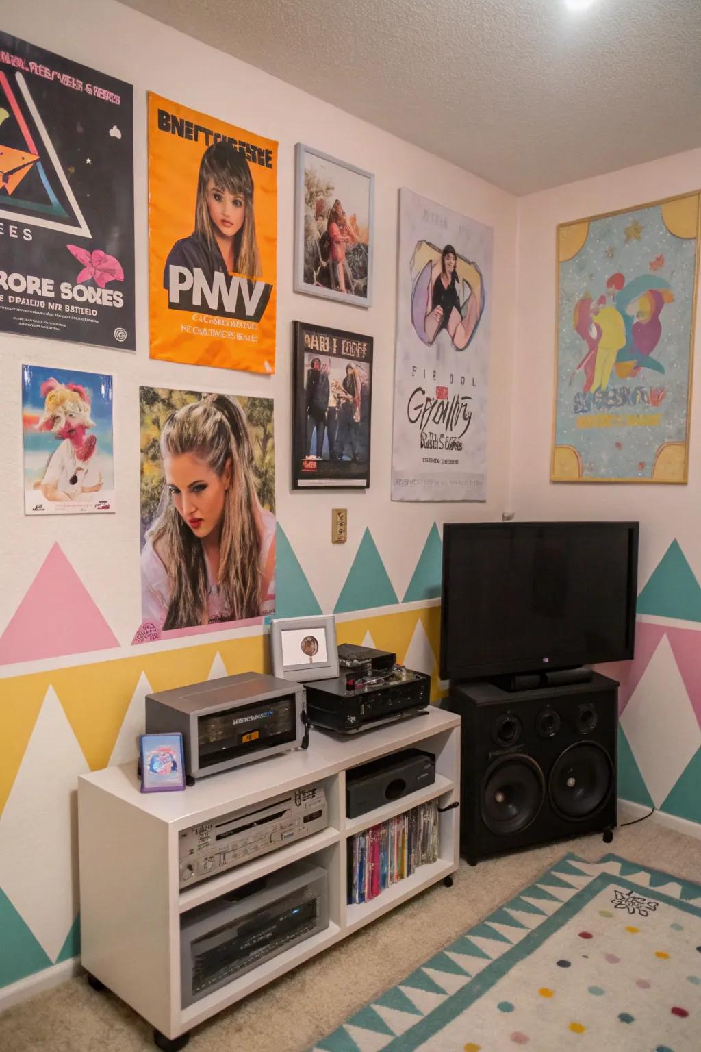 Pop culture references add a fun and personal touch to your Y2K room.