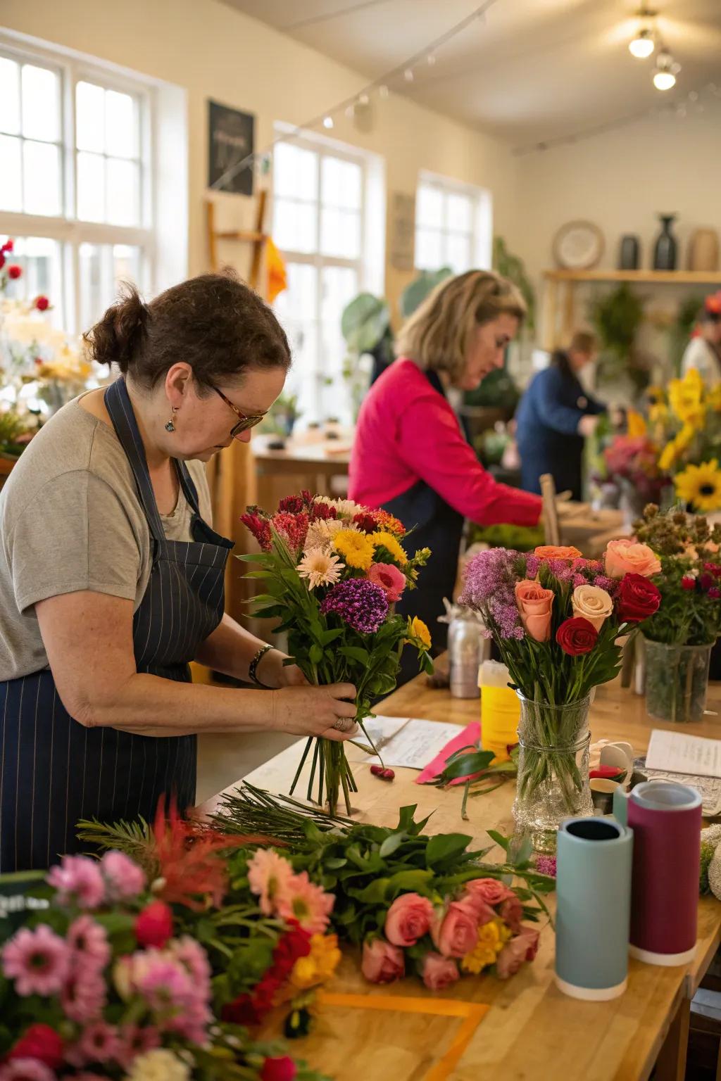 Unleash your creativity with a floral arrangement workshop for your 40th.