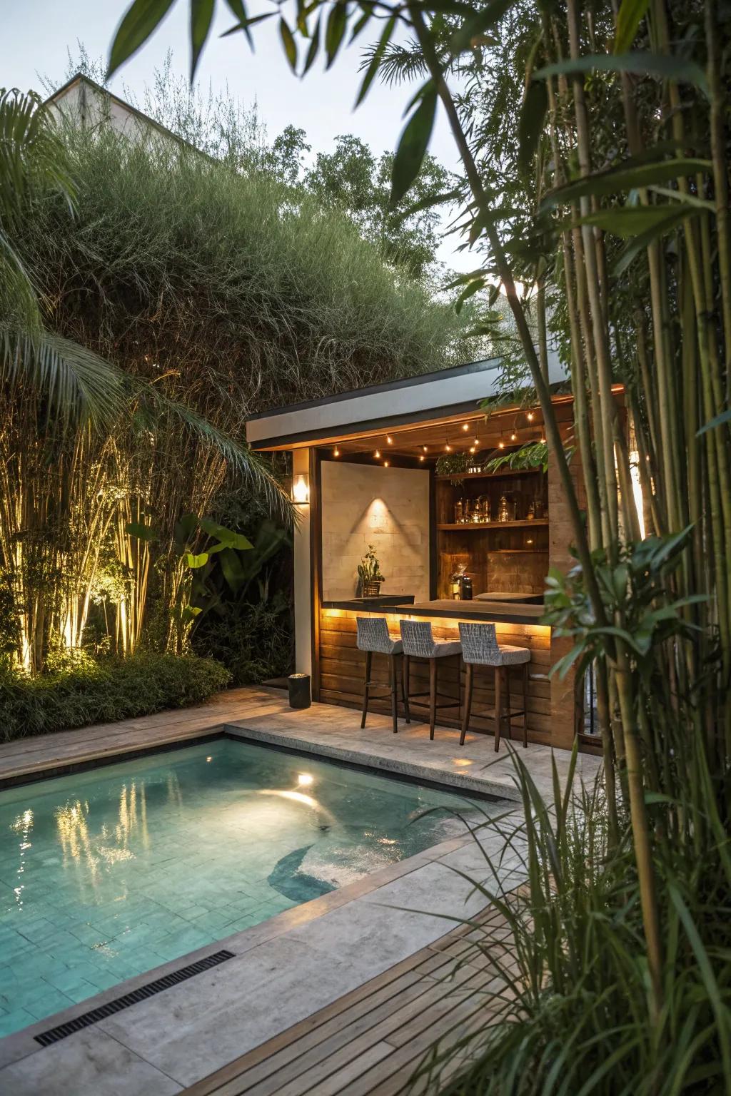 A secluded bar area provides a personal oasis for relaxation.