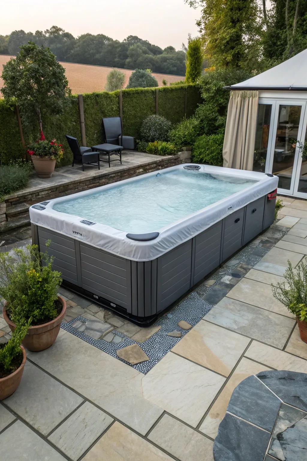 A stylish shield protects and matches your spa.