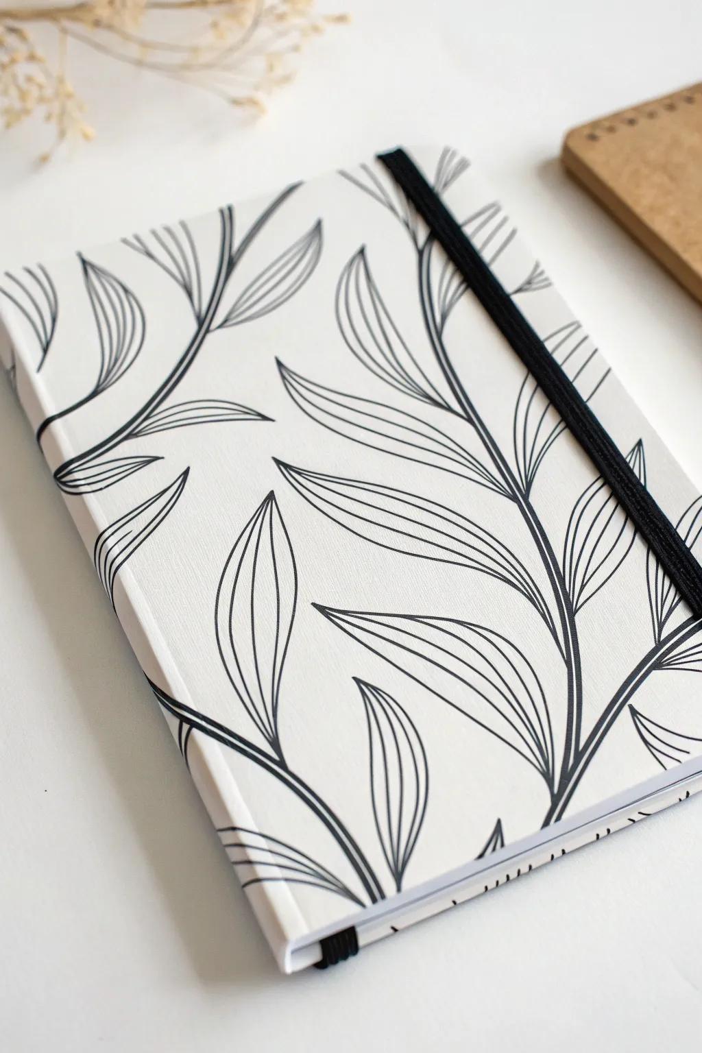Celebrate the beauty of simplicity using minimalist outline art on your notebook cover.