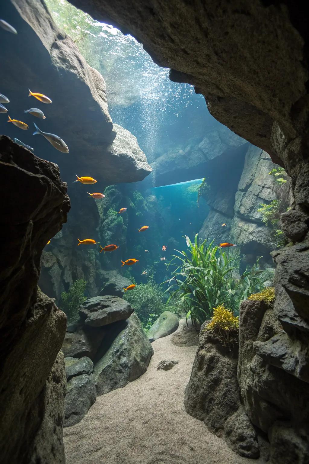 An underground cavern configuration extends enigma and intrigue.