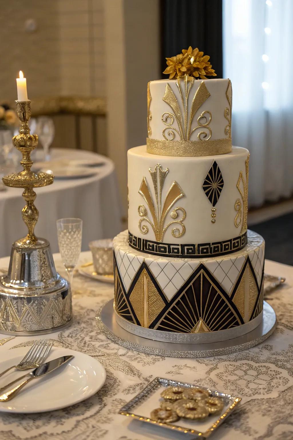 A retro chic cake delivers vintage allure to your celebration.