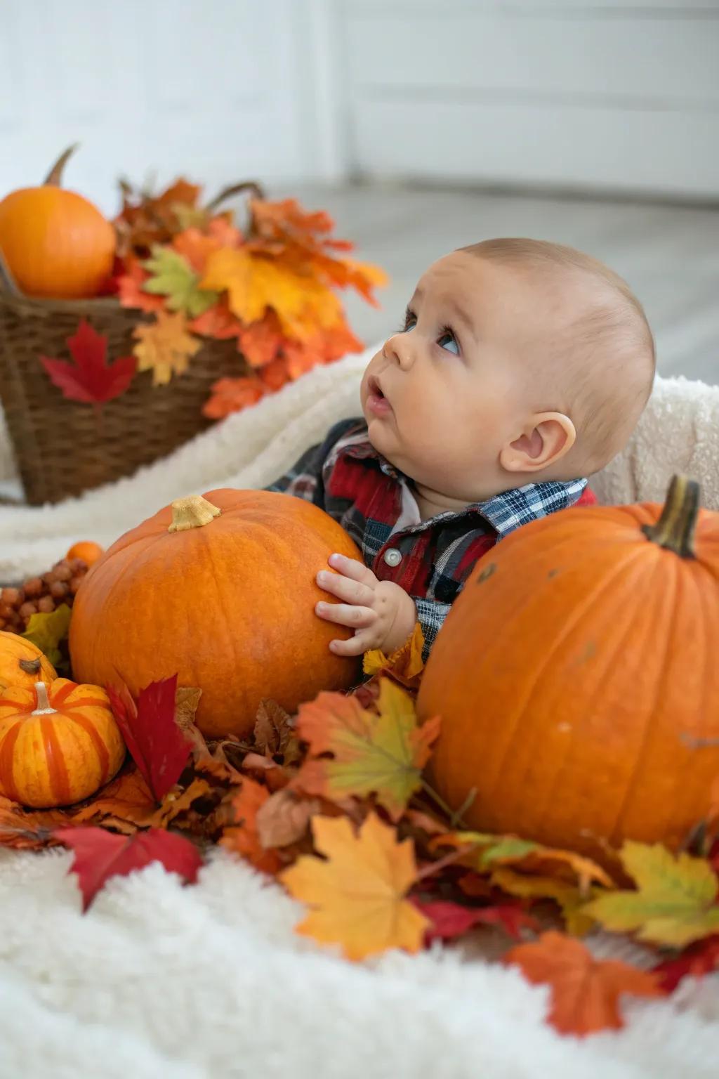 Capture precious moments with a pumpkin-themed photoshoot.
