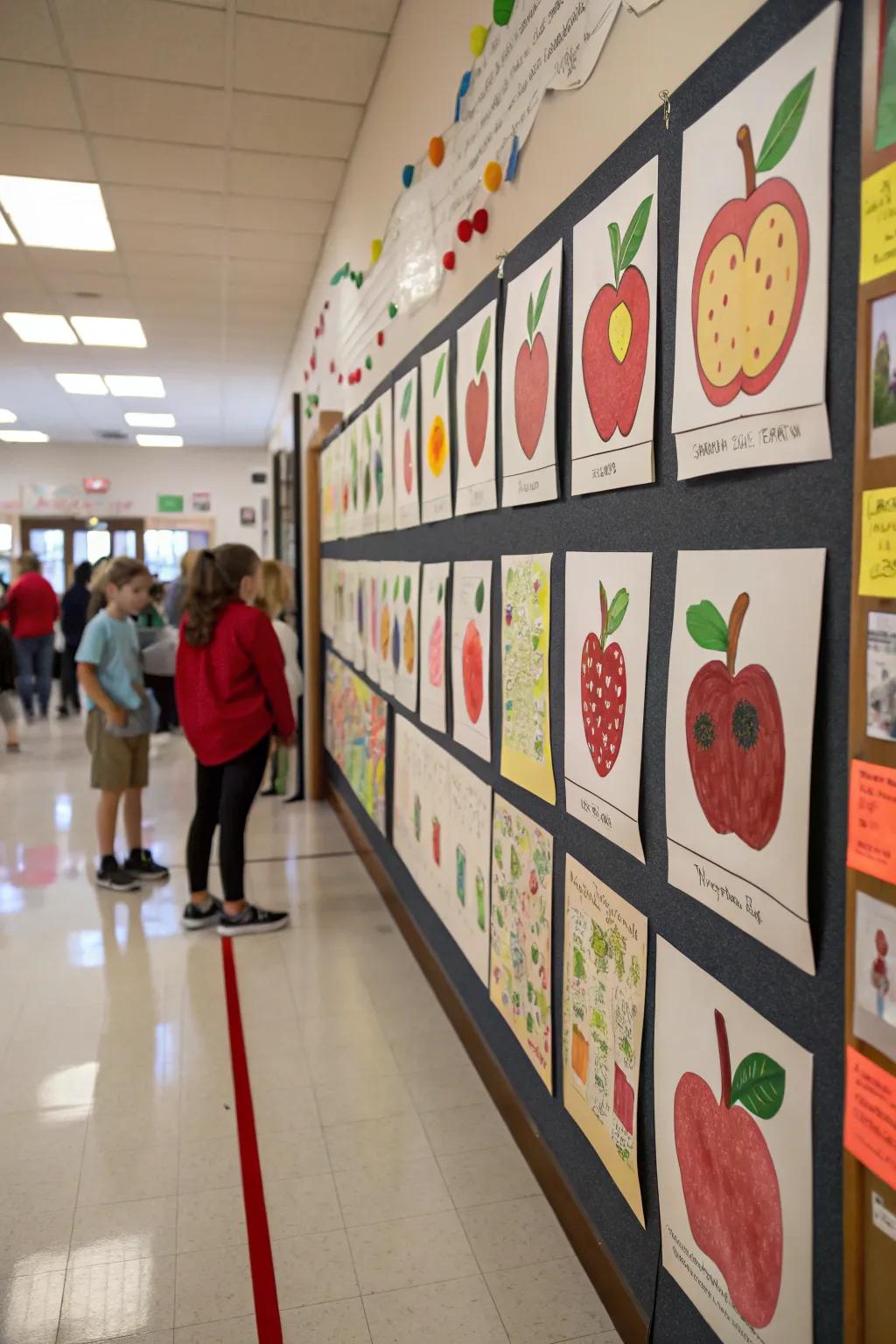 Display creativity with an apple art gallery.