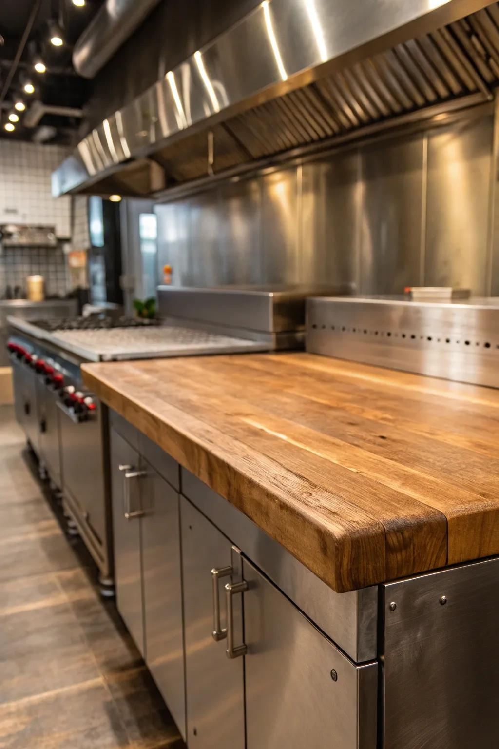 Achieve industrial chic with a stainless steel backsplash.