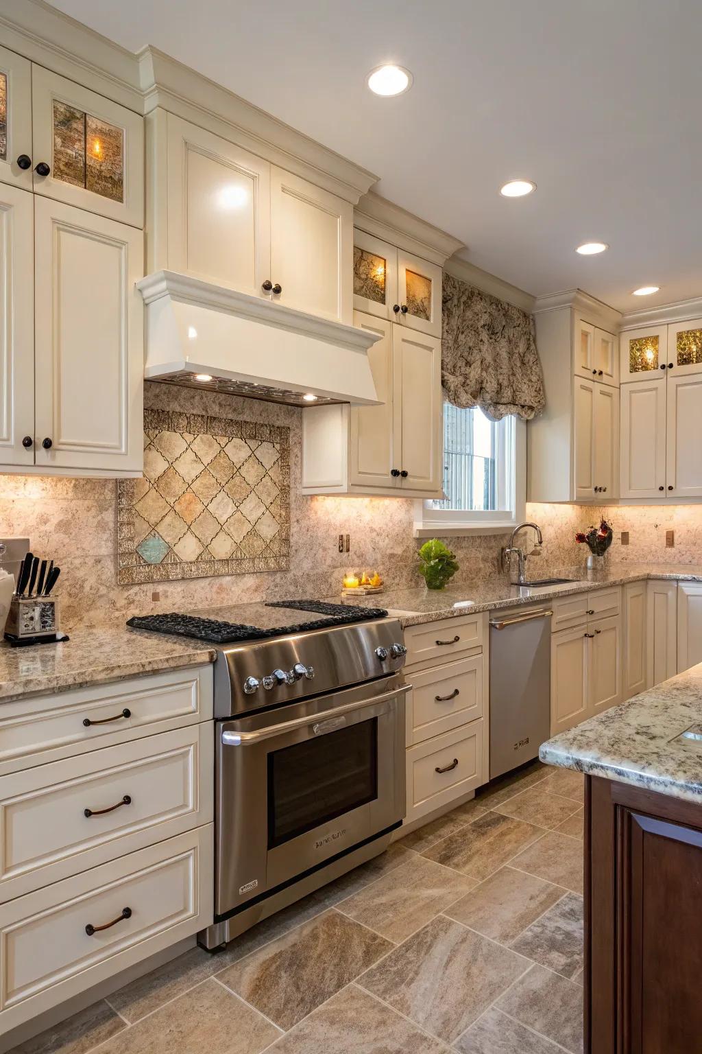 Light bricks add a soft touch to complement mystic earth stone.