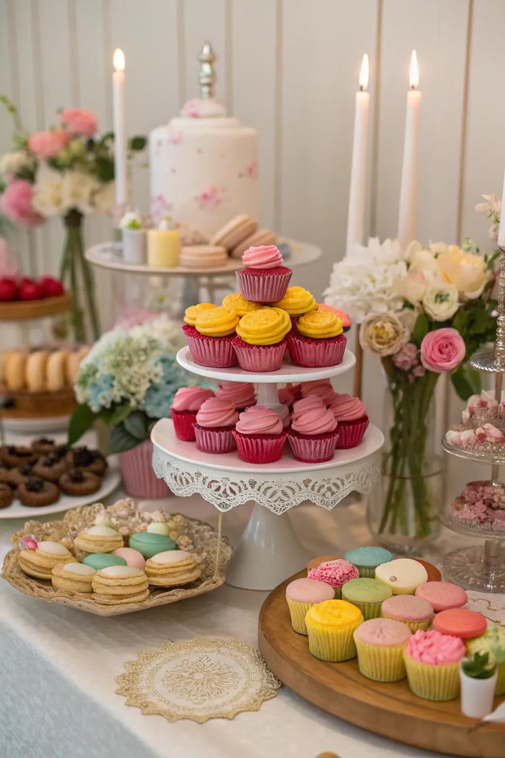 A themed dessert table offers both visual and culinary delight.
