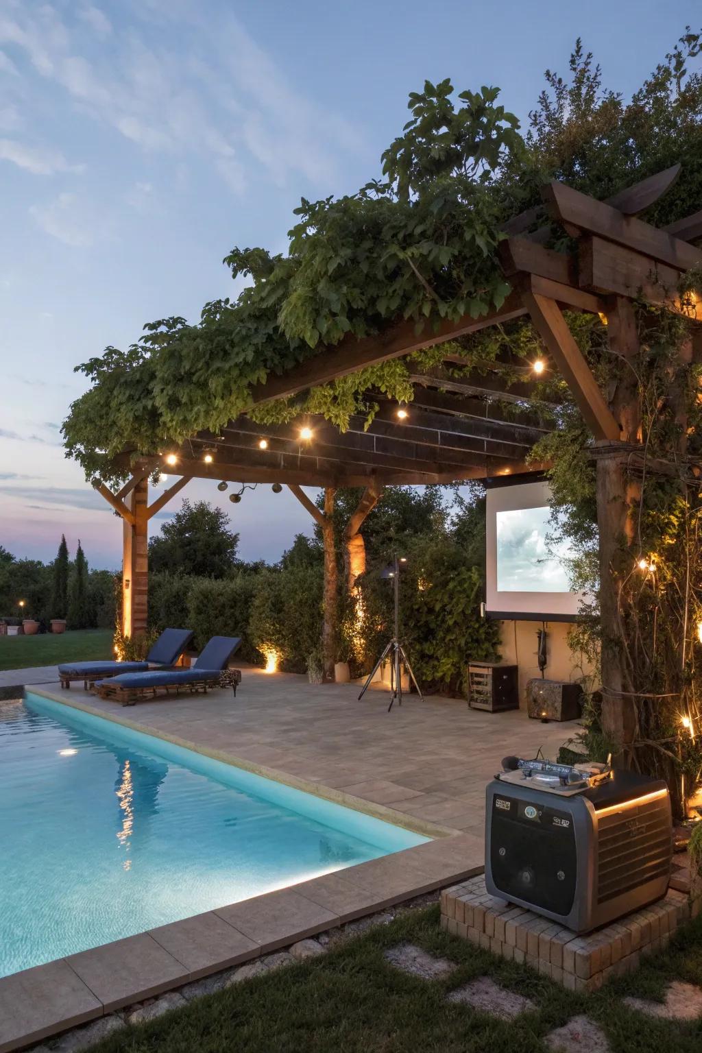 Smart tech transforms pergolas into amusement hubs.