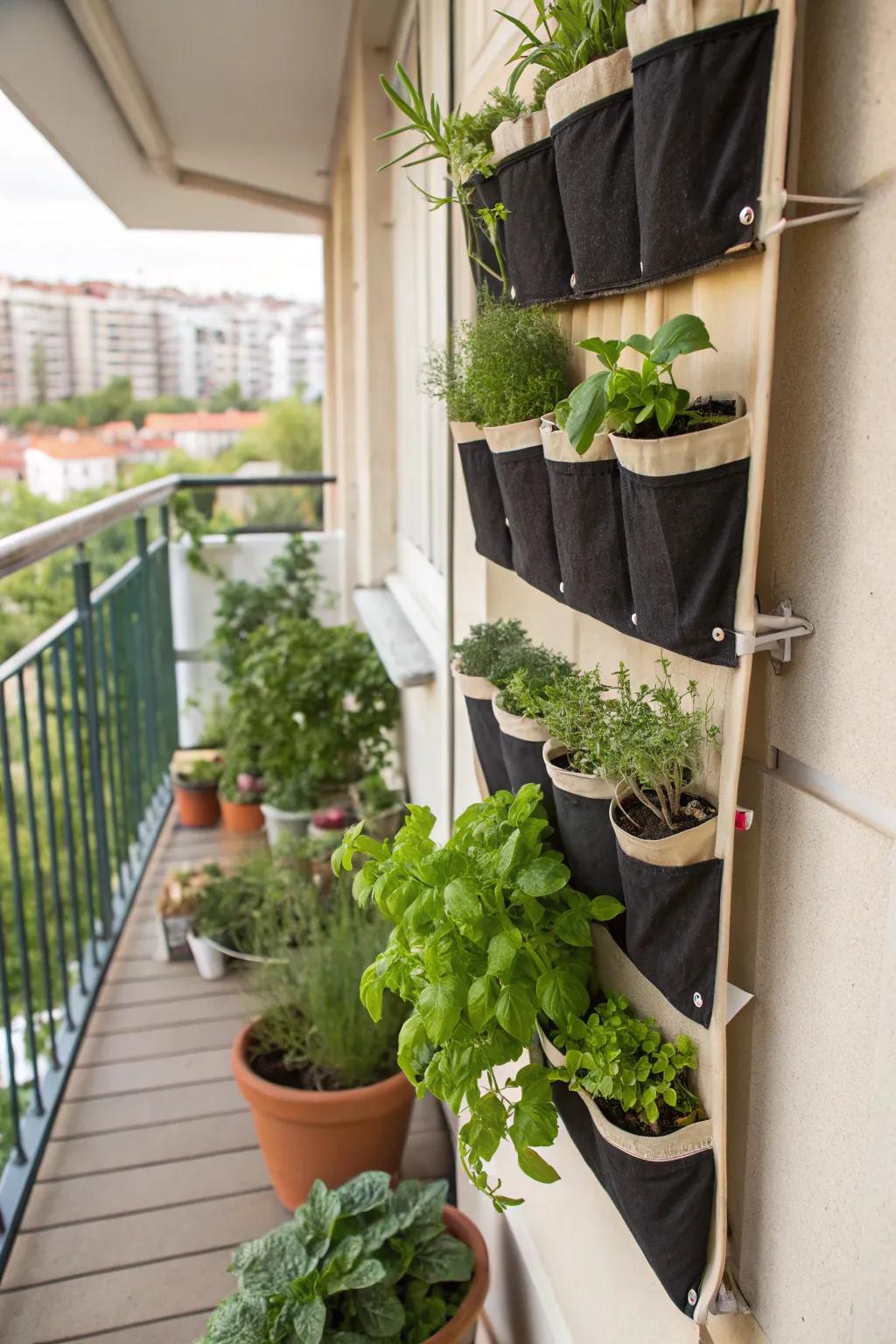 An upcycled shoe holder is a fun and practical way to grow herbs.