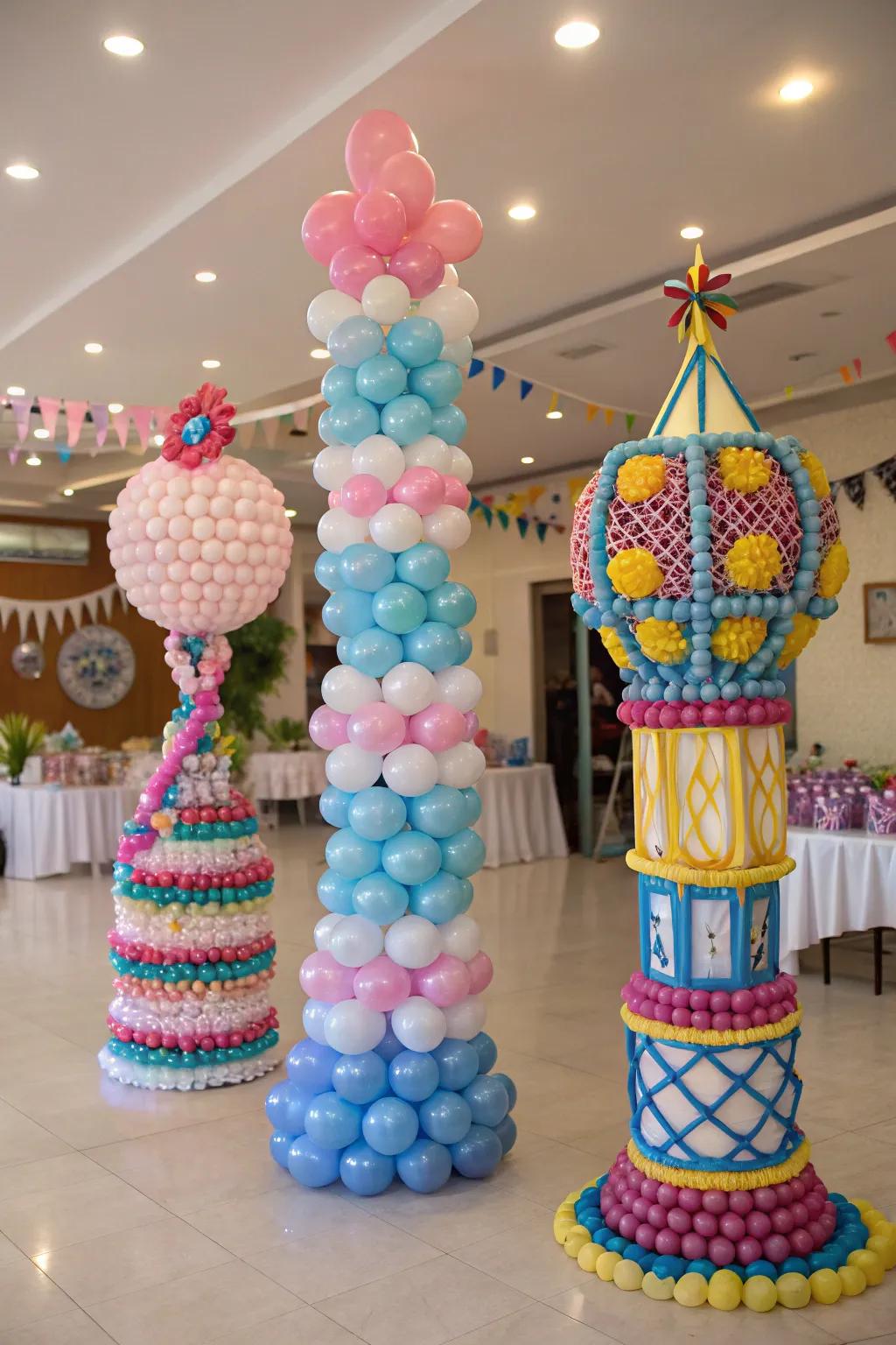 Complex balloon sculptures contribute an artistic flair to any occasion.