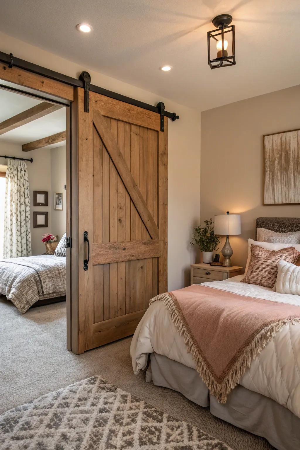 Organic timber tones create a warm ambiance in this snug bedroom.