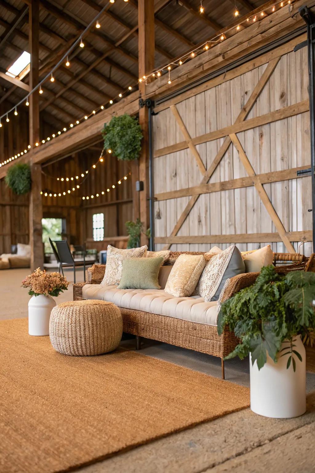 Tree bark floors offer an eco-friendly, comfortable option.