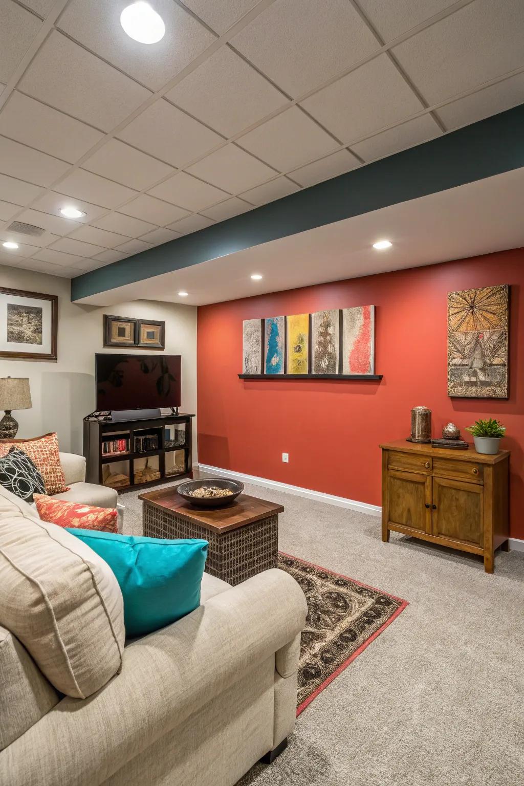 Accent walls introduce depth and visual interest.