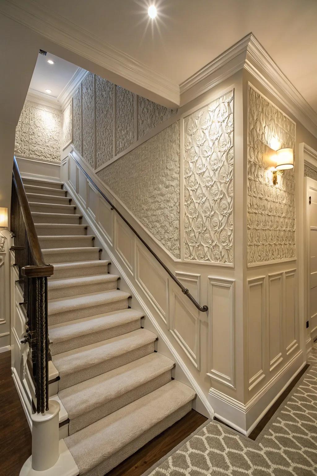 Textured panels give your stairway more depth and sophistication.