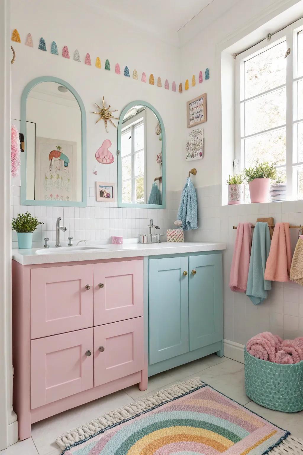Pastels create a playful and whimsical vibe.