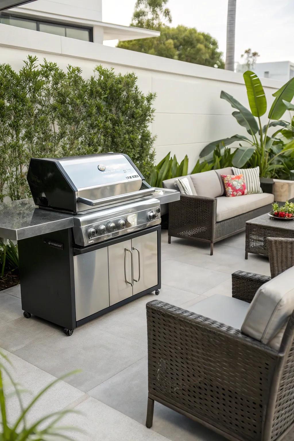 Modern sophistication using a glass-front barbecue.