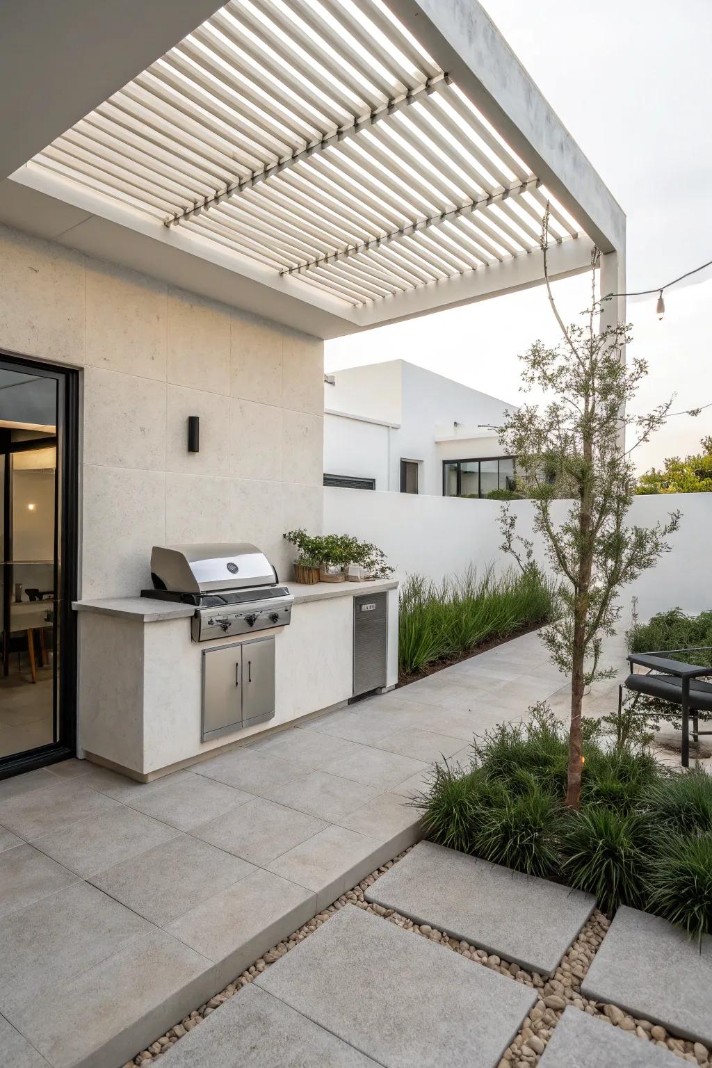 A simple design gives a sleek and modern BBQ patio time.